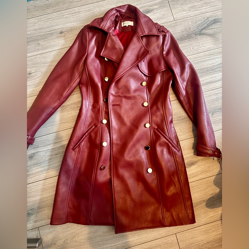 House of CB Burgundy Leather Jacket